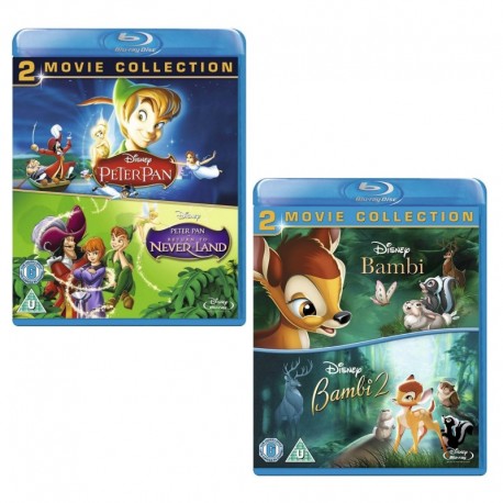 Peter Pan I and II Bambi I and II Walt Disney 4 Movie Bundling Blu-Ray