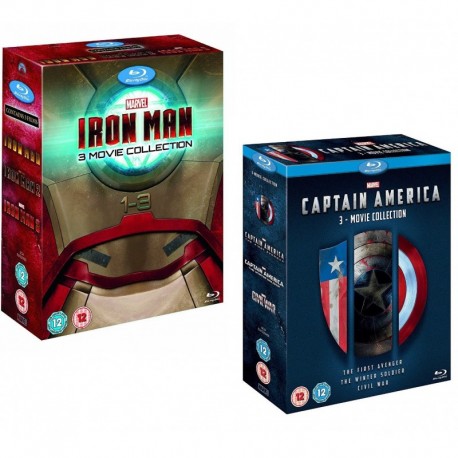 Iron Man 1-3 Complete Collection Box-Set Captain America 1-3 Complete Collection Box-Set Marvel 6 Movie Bundling Blu-ray