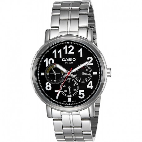 Reloj Casio MTP-E309D-1A Black Dial Stainless Steel (Importación USA)