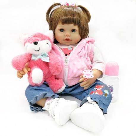 Kiki Muñeco 48cm Bebé Reborn Realista Silicona Cuerpo Blando (Entrega Inmediata)