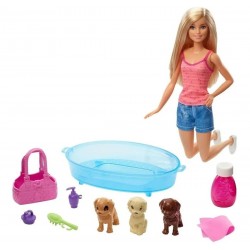 Barbie Set Cuidado De Cachorros Con Bañera Y Accesorio Gdj37 (Entrega Inmediata)