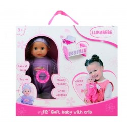 Bebé Muñeco Suave 30cm Con Cuna Juguetes Niñas Ref. Hx365 (Entrega Inmediata)