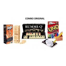 Combo Original Jenga Hasbro Uno Mattel Rummy Rummiq (Entrega Inmediata)