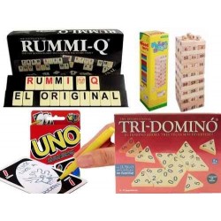 Combo Tri Domino Jenga Uno Rummy Q Juego Mesa (Entrega Inmediata)