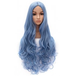 Peluca Cosplay Ondulada 80cm Kanekalon Humo (Entrega Inmediata)