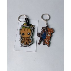 Guardianes De La Galaxia Llaveros Groot Y Rocket Mdf Y Pvc (Entrega Inmediata)