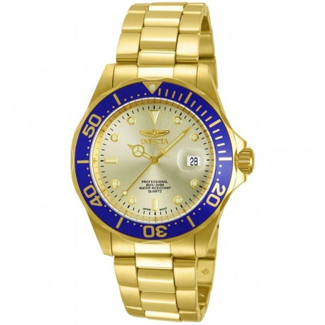 Reloj Invicta 14124 Hombre Pro Diver Gold Dial 18k Ion-Plate (Importación USA)
