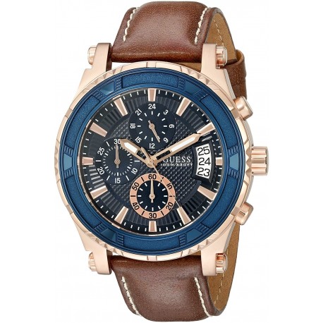 Reloj Guess U0673G3 Hombre Stainless Steel Casual Leather (Importación USA)