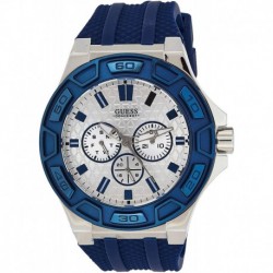 Reloj Guess W0674G4 Hombre Force 45mm Blue Silicone Band Ste (Importación USA)
