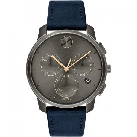 Reloj Movado 3600720 Hombre Stainless Steel Swiss Quartz with Leather Strap, Navy, 21 (Model: 3600720)