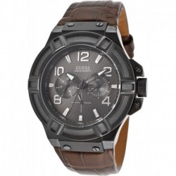 Reloj Guess GUESS-W0040G2 Hombre Black Dial Brown Genuine Leather