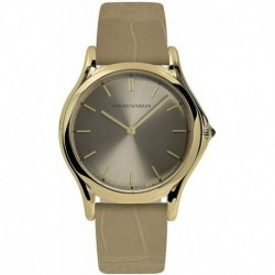 Reloj Emporio Armani ARS2011 Swiss Made Hombre Quartz Stainless Steel and Brown Leather Dress