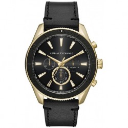 Reloj Armani AX1818 Exchange Hombre Stainless Steel Analog-Quartz with Leather Calfskin Strap, Black, 22