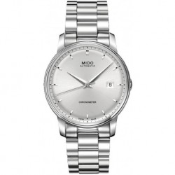 Reloj Mido M0104081103100 Baroncelli III Automatic Stainless Steel Chronometer Silver Dial Date Hombre M010.408.11.031.00
