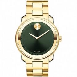 Reloj Movado 3600582 Bold, Ionic Gold Plated Steel Case, Green Dial, Bracelet, Hombre,