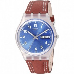 Reloj GE709 Swatch Time (Core) Quartz Leather Strap, Brown, 17 Casual