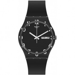 Reloj GB757 Swatch Quartz Silicone Strap, Black, 16 Casual
