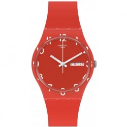 Reloj GR713 Swatch Quartz Silicone Strap, Red, 16 Casual