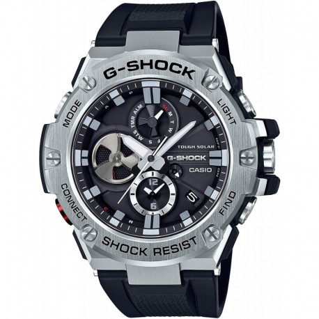 Reloj Casio GST-B100-1ACR Hombre 'G-Steel by G-Shock' Quartz Solar Bluetooth Connected Resin Dress , Color: Black