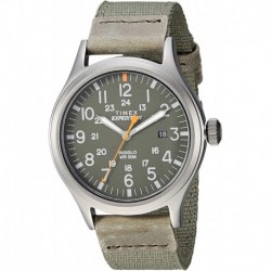 Reloj Timex TW4B14000 Hombre Expedition Scout 40 Green/Gray Leather/Nylon Strap
