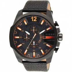 Reloj Diesel Mega Chief Only The Brave Chronograph Black Orange Leather Male DZ4291