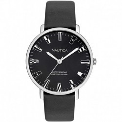 Reloj Nautica Caprera Hombre NAPCRF910 Black Leather Quartz Fashion