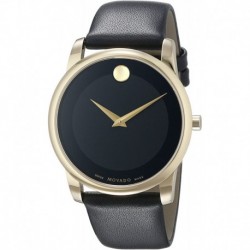 Reloj Movado 0606876 Hombre Gold-Tone with Black Leather Band
