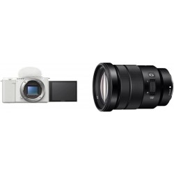 Camara Sony Alpha ZV-E10 - APS-C Interchangeable Lens Mirrorless Vlog Camera White + SELP18105G E PZ 18-105mm F4 G OSS, Black