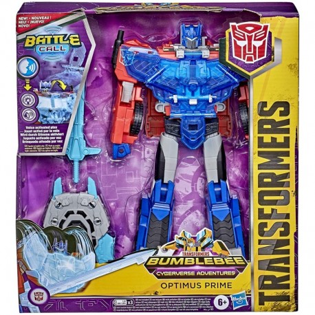 Figura Transformers Bumblebee Cyberverse Adventures Battle Call Officer Class Optimus Prime, Voice Activated Lights and Sounds, Ages 6 Up 10-inch