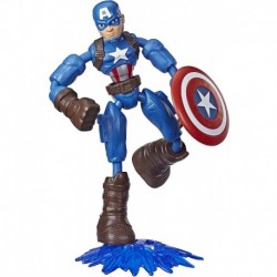 Figura Marvel E7869 Avengers Bend and Flex Action Figure Toy, 6-Inch Flexible Captain America, Includes Accessory, Ages 4 Up
