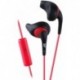Audifonos JVC Black and Red Nozzel Secure Comfort Fit Sweat Proof Gumy Sport Earbuds with long colored cord HA-ENR15B
