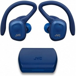 Audifonos JVC HA-ET45TA Truly Wireless Sport Headphones, Dual Ear Support with Detachable Hook, 14H Total Battery Life Charging Case, Waterproof IP55
