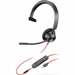 Audifonos Plantronics - Blackwire 3315 Wired, Single Ear (Mono) USB-A Headset with Boom Mic (Poly) Connect to PC/Mac via or mobile/tablet 3.5 mm conne