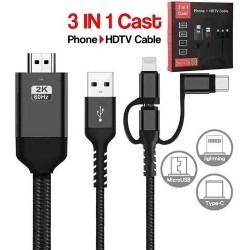 Cable 3 En 1 De Teléfono A Hdtv Adaptador De Pantalla Hdmi (Entrega Inmediata)