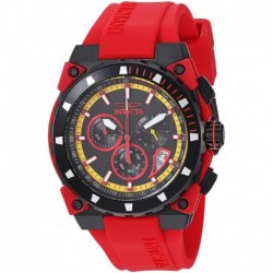 Invicta Men's S1 Rally Stainless Steel Quartz Watch with Silicone Strap, Red, 22 (Model: 27344)