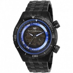 Technomarine Men's Manta Dual Zone Mechanical Automatic Watch with Stainless Steel Strap, Black, 24 (Model: TM-218015)