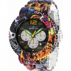 Invicta Men's 52mm Grand Pro Diver Chronograph Yellow Hour Marks Hydroplated Graffiti Stainless Steel Watch (Model: 36776)