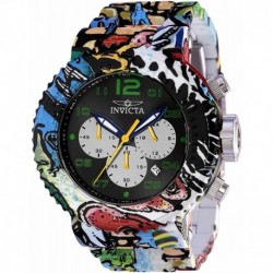 Invicta Men's 52mm Grand Pro Diver Chronograph Green Hour Marks Hydroplated Graffiti Stainless Steel Watch (Model: 36773)