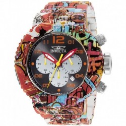Invicta Men's 52mm Grand Pro Diver Chronograph Orange Hour Marks Hydroplated Graffiti Stainless Steel Watch (Model: 36775)