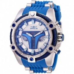 Invicta Men's Star Wars Stainless Steel Quartz Watch with Silicone Strap, Blue, 26 (Model: 27968)