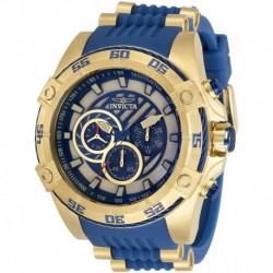 Invicta 34748 Blue Mother of Pearl Dial Gold Tone Case Blue Silicone Band Speedway Collection Men's Chronograph Watch