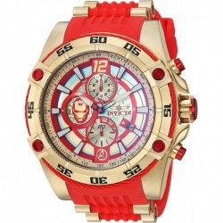 Invicta Men's Marvel Stainless Steel Quartz Watch with Silicone Strap, red, 26.25 (Model: 26796)