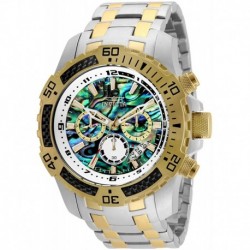 Invicta Men's Pro Diver Scuba Quartz Chronograph Carbon Fiber Bezel Abalone Dial Bracelet Watch, 50mm
