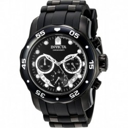 Invicta Men's 'Pro Diver' Quartz Stainless Steel and Silicone Watch, Color:Black (Model: 21930)