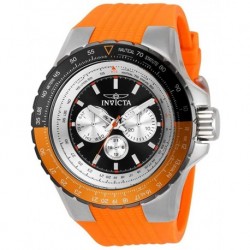 Invicta Men's 50mm Aviator Voyager Quartz Black DIAL Orange Tone Stainless Steel Watch