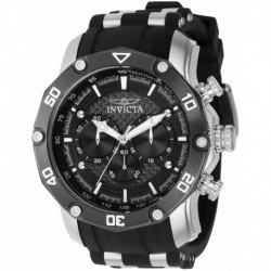 Invicta Men's Pro Diver Stainless Steel Quartz Watch with Silicone Strap, Black, 26 (Model: 37716)