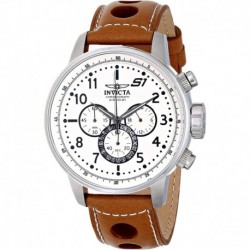 Invicta Men's S1"Rally" Stainless Steel Chronograph Watch with Brown Leather Band