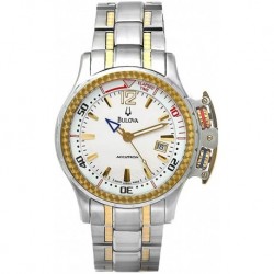Bulova Men's 65B105 Accutron Two-Tone Elapsed Time White Dial Watch