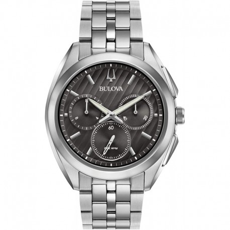 Bulova Curv Multi-Function Mens Stainless Steel , Silver-Tone (Model: 96A186)