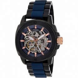 Fossil Mens ME3133 Modern Machine Automatic Black and Blue Stainless Steel and Silicone Watch